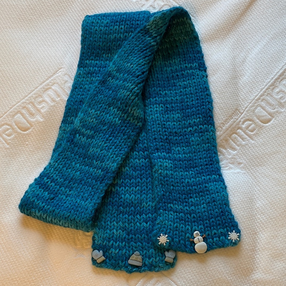 Handcrafted Blue Knit Scarf
